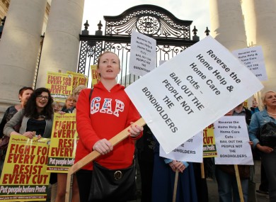 Home care workers at a protest last year over budget cuts.