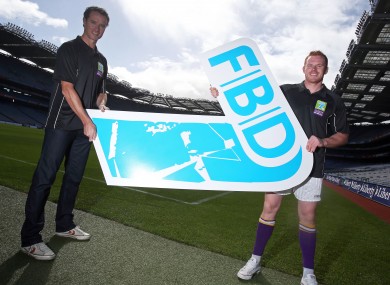 Former Mayo Footballer Kevin O'Neill with former Dublin footballer Mark Vaughan at Monday's launch in Croke Park.
