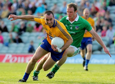 Limerick's Lorcan O'Dwyer and Rory Donnelly of Clare.