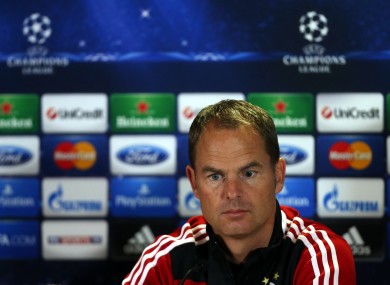Ajax's manager Frank de Boer attends a press conference at Celtic Park.