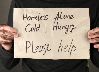Homeless man asks for help