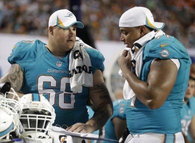 Miami Dolphins guard Richie Incognito (68) and tackle Jonathan Martin are at the centre of the NFL's high profile bullying case.