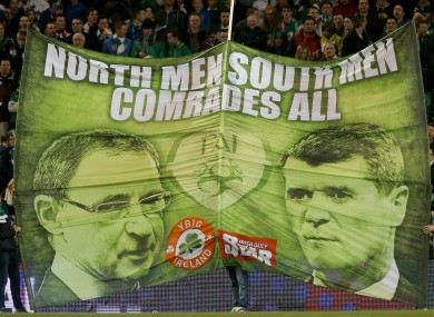A banner unveiled at Martin O'Neill's first game in charge.