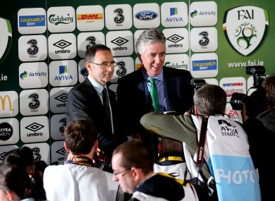 Say cheese! O'Neill and Delaney in the Gibson Hotel yesterday.