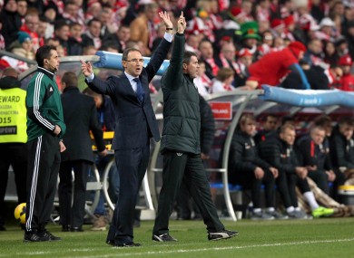 Ireland manager Martin O'Neill and assistant manager Roy Keane.
