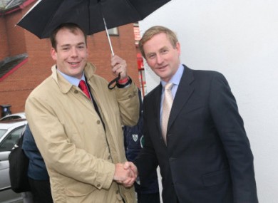 File photo of councillor Darren Scully welcoming Taoiseach Enda Kenny to Naas in October, 2006.
