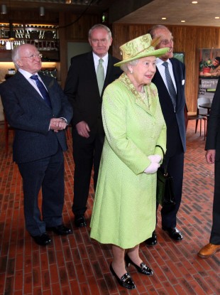 President Michael D Higgins, Martin McGuinness, Queen Elizabeth II and Prince Philip in Belfast last year.