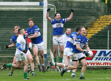 The Portlaoise players celebrate after today's game.