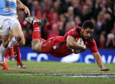 Faletau touches down in the second half.