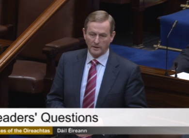 Enda Kenny answering questions in the Dáil this morning