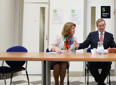 Minister Joan Burton and Taoiseach Enda Kenny at the Intreo centre in Ballyfermot.