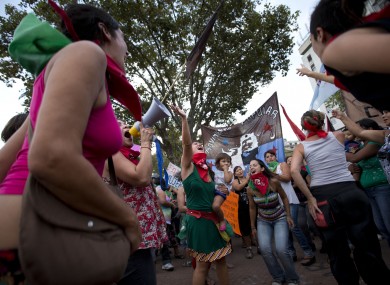 Women shout slogans calling for legal abortions during a demonstration marking International Women's Day in Buenos Aires earlier this year.