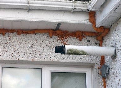 Cracks filled in with foam at a property due to pyrite swelling.