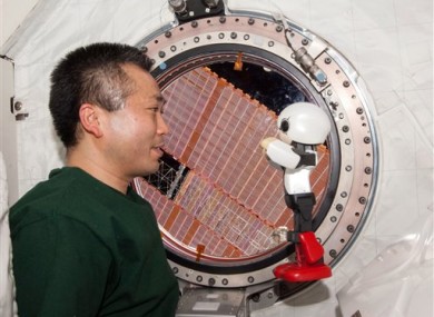 Kirobo and Japanese astronaut Koichi Wakata.