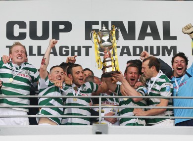 Shamrock Rovers lift the trophy earlier this year.