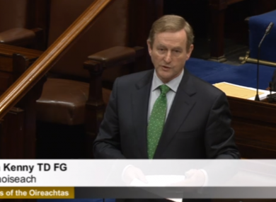 Enda Kenny in the Dáil this afternoon