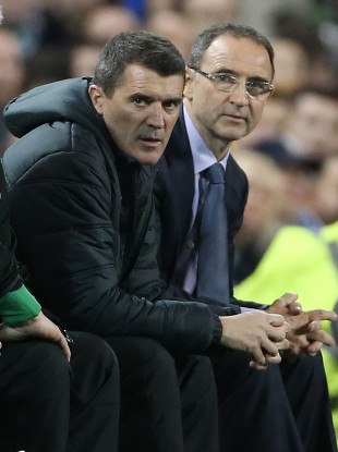 Martin O'Neill (right) and assistant manager Roy Keane before the International Friendly with Latvia at the Aviva Stadium earlier this year.