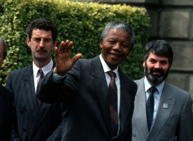 Nelson Mandela with Charlie Haughey, Dick Spring and Pronsias de Rossa in June 1990.