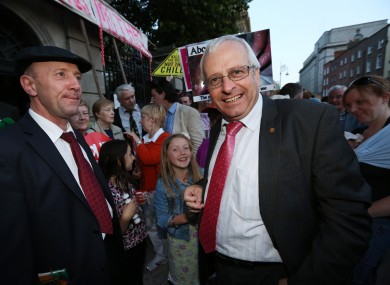 Independent TD Mattie McGrath (right) outside Leinster House