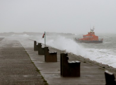 The East Pier at Howth during the bad weather