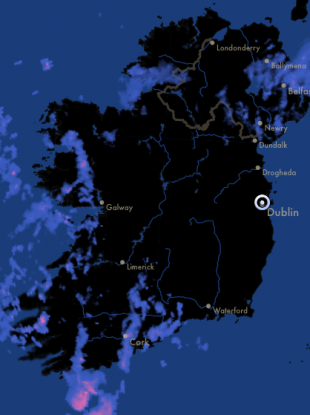Rainfall over Ireland this morning.