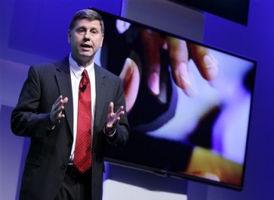 Sharp of America's Jim Sanduski speaks during a news conference announcing the new lineup of Sharp televisions, including a 4K lite.