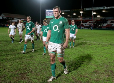 Ireland's Robin Copeland leaves the field following the final whistle.