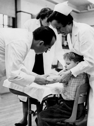 A boy receives a polio vaccine during a trial in Pennsylvania in 1957