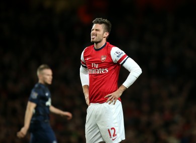Olivier Giroud rues a missed chance.
