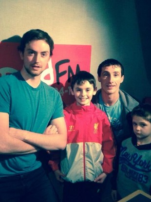 Craig (middle) with his dad Chris (right) Red FM's Joe Harrington (left).