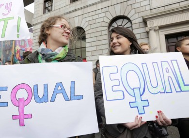 Laurie Dool and Katie O'Hara, both UCD students taking part in a protest today.
