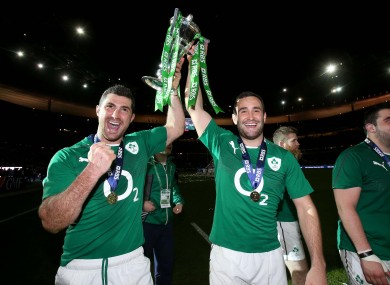 Rob and Dave Kearney celebrate in Paris.