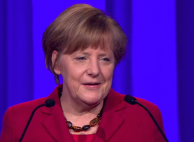 Angela Merkel addressing the EPP this afternoon
