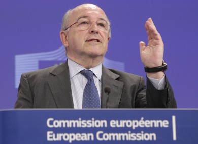 European Commissioner for Competition Joaquin Almunia addresses the media after the Motorola ruling.
