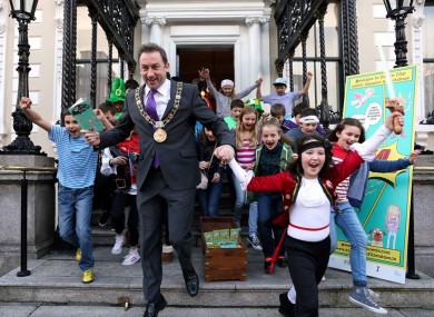 Lord Mayor of Dublin OisÃn Quinn launching a reading initiative at the Mansion House.