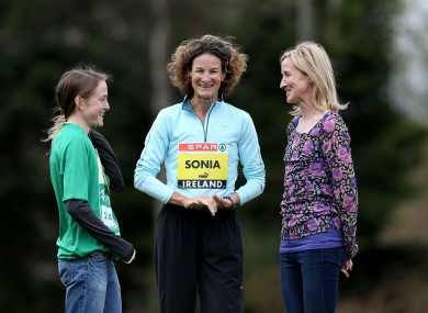 Fionnula Britton, Sonia O'Sullivan and Catherina McKiernan in Dublin this afternoon.