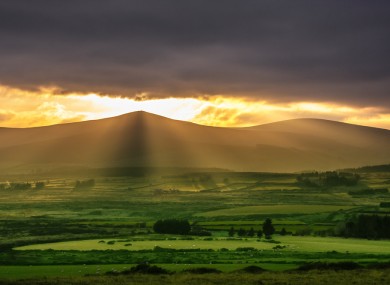 Irish country side seen from the base of Great Sugarloaf mountain.