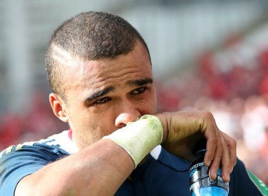 Simon Zebo shows his disappointment after the 24-16 defeat.