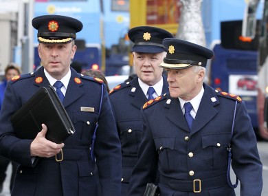 Assistant Garda Commissioner John Twomey, Superintendent Cornelius O Donohue and Garda Chief Superintendent Michael O' Sullivan arriving at Leinster House this morning.