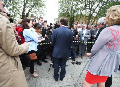 Alan Shatter speaks to the media at Leinster House