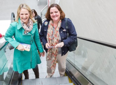 Gabrielle McFadden, right, campaigning with Fine Gael TD, Helen McEntee.