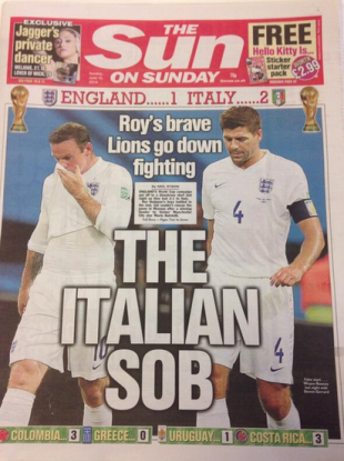 The Sun reacts to England's loss.