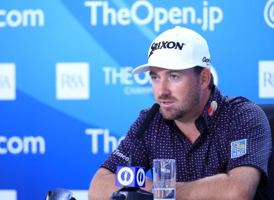 Graeme McDowell speaks at a press conference during practice day three of the 2014 Open Championship.
