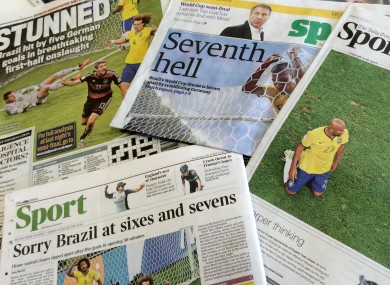 Brazil's 7-1 defeat against Germany dominated Wednesday's sports pages.