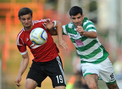 Legia Warsaw's Bartosz Bereszynski (left) in action against The New Saints of Wales during last season's Champions League qualifying.