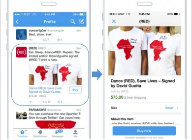 How the Twitter buy button will look.