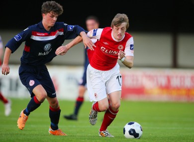 McDonnell (left) in action for Shelbourne this season.