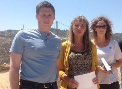 Sinn Féin MEPs Matt Carthy, Martina Anderson and Lynn Boylan at the Gilo settlement in the West Bank.