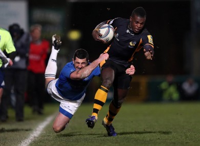 Rob Kearney tackling Christian Wade on Leinster's last visit to Wasps... in Adams Park.