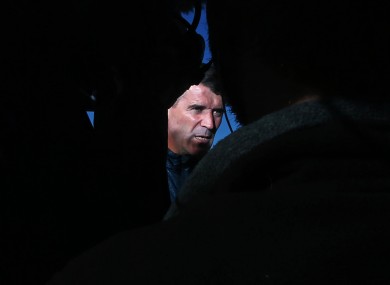 Assistant manager Roy Keane speaks to the media after training.